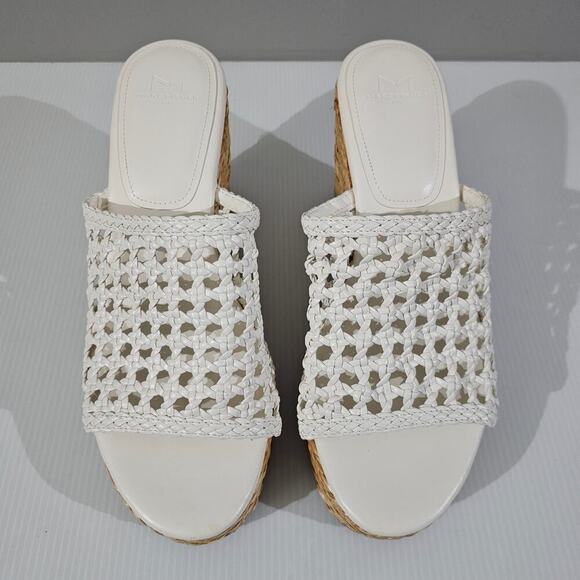 NEW Marc Fisher LTD Hollis Wedge Size 10 Platform Espadrille Sandal White Raffia - Picture 4 of 12
